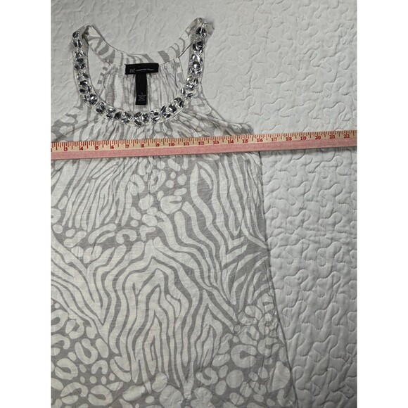 INC International Concepts White Grey Studded Animal Print Tank Blouse size S - Picture 4 of 5